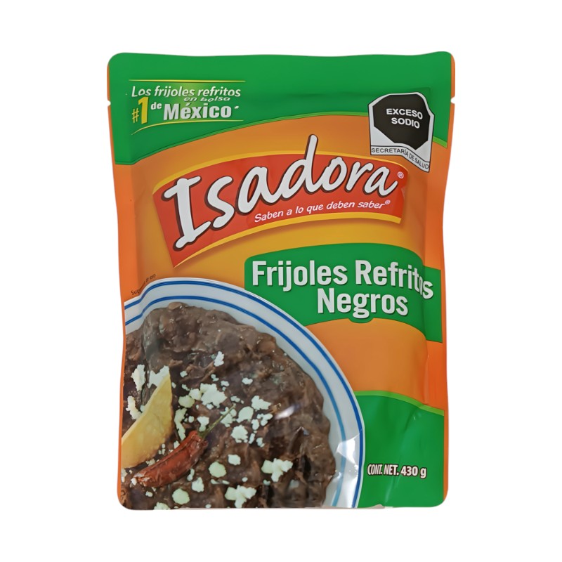 FRIJOLES ISADORA 430 GR FRIJOLES NEGROS REFRITOS BOLSA